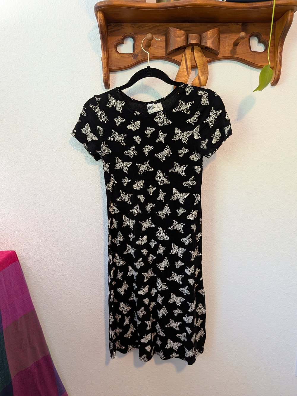 Ally B Black Mini Dress with White Butterfly Print